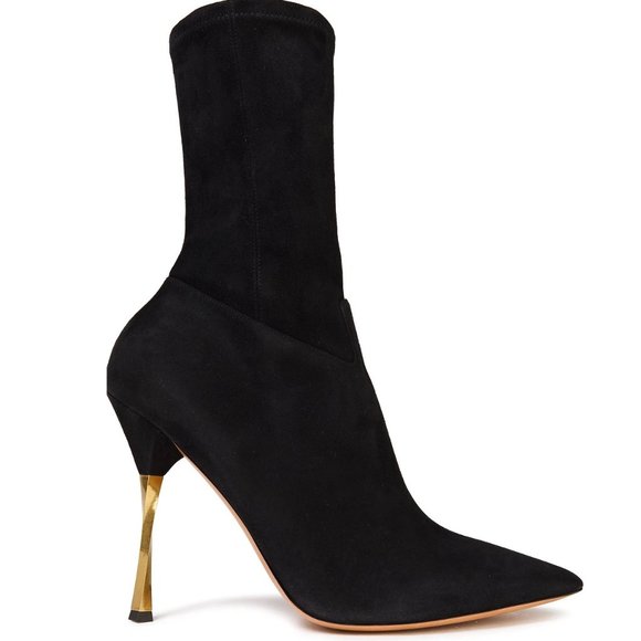 Valentino Garavani Shoes - NEW Valentino Garavani Stretch Suede Sock Boots | Gold Heel | Runway Sleek